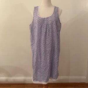 Bonsoir Purple Floral Sleeveless Nightgown cotton size large lace trim